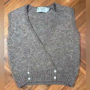 Vintage Talbots Shetland Wool Sweater Vest Brown Fleck Knit